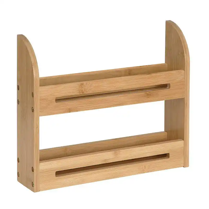 Premium Decopatent® Kruidenrekje - Kruidenrek voor 10 kruidenpotjes - Keukenrek - Staand specerijen rek - Bamboe - Hout - 2 laags