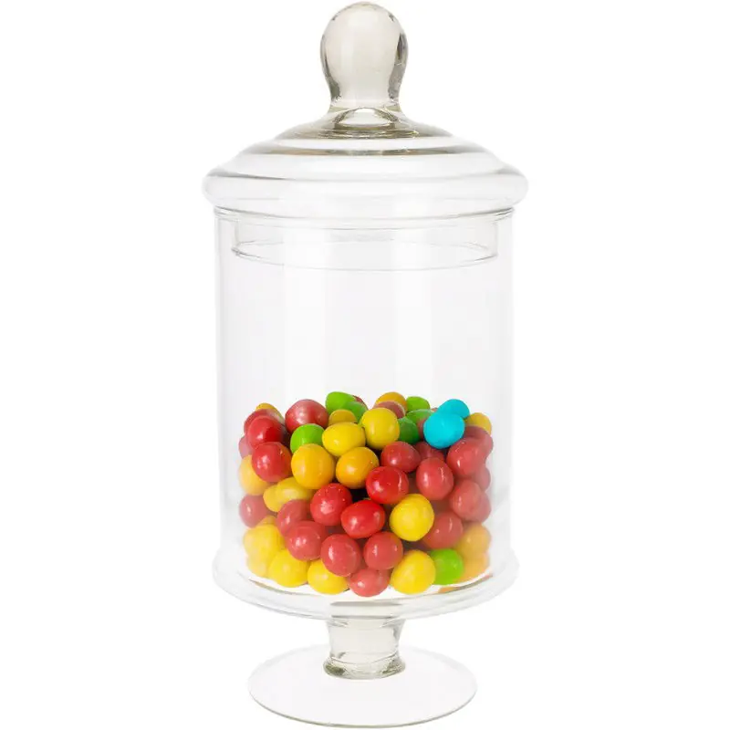 Seizoensaanbieding Excellent Houseware Voorraadpot/snoeppot op voet - glas - 14 x 27 cm - Voorraadpot