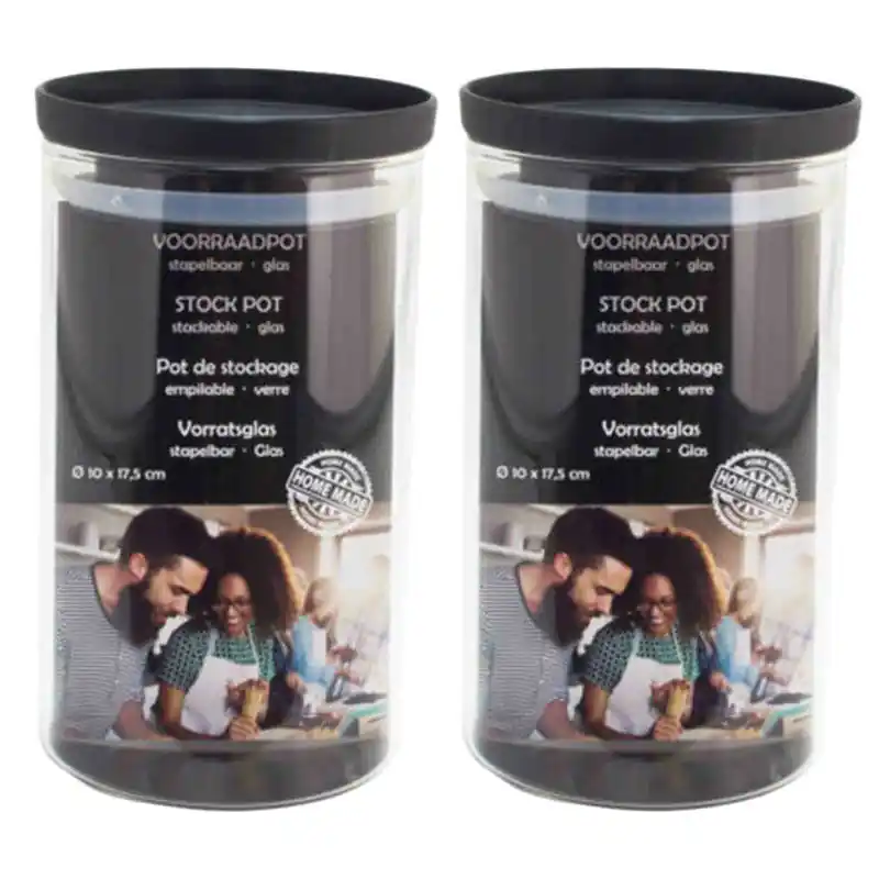 Nieuw 2x Stuks voorraadpotten/weckpotten stapelbaar - Glas - 10 x 17,5 cm - Weckpotten