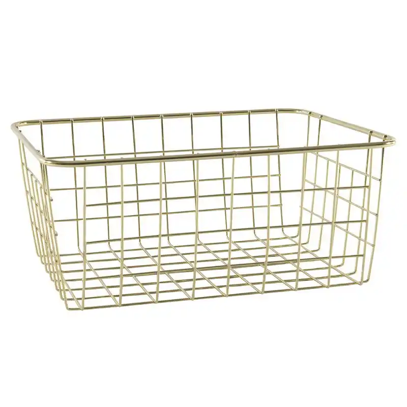 Favoriet Svenska Living Draadmand - goudkleurig - 28 x 22 x 13 cm - opbergmand - Opbergmanden