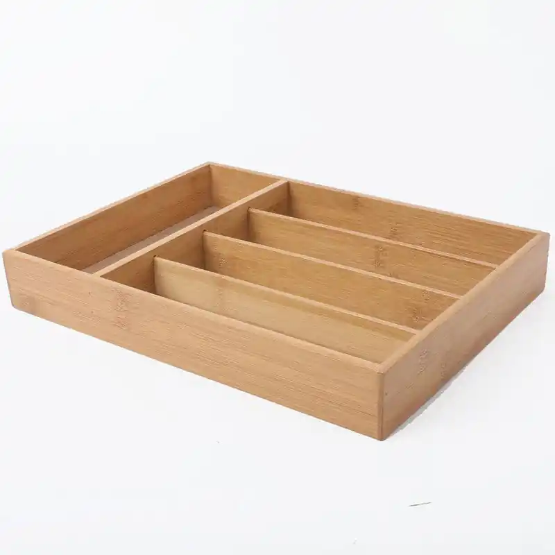 Tijdelijk Beschikbaar Decopatent® Bamboe bestekbak voor in keukenla - Bestek organizer van hoogwaardig bamboe hout - Bestekcassette - 35.5 x 26 x 5 cm