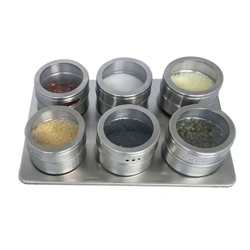 Meest Verkocht Decopatent® Kruidenrek met 6 Magnetische Kruidenpotjes - Kruidenpot met Magneet - Keuken Kruidenrekje voor specerijen - Spice Rack