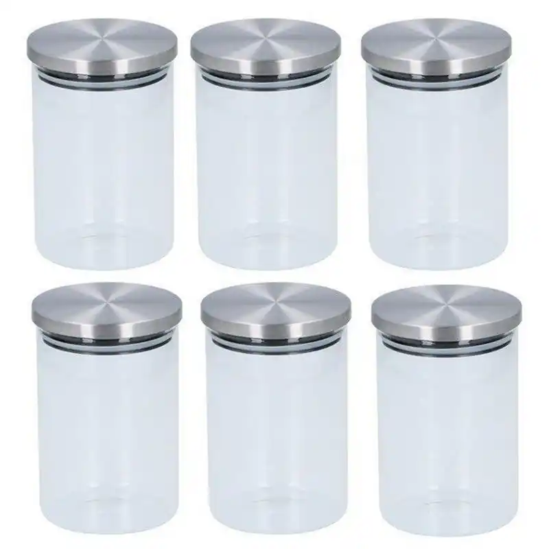 6x Glazen snoepjes / pasta pot 15 cm - Voorraadpot Authentiek