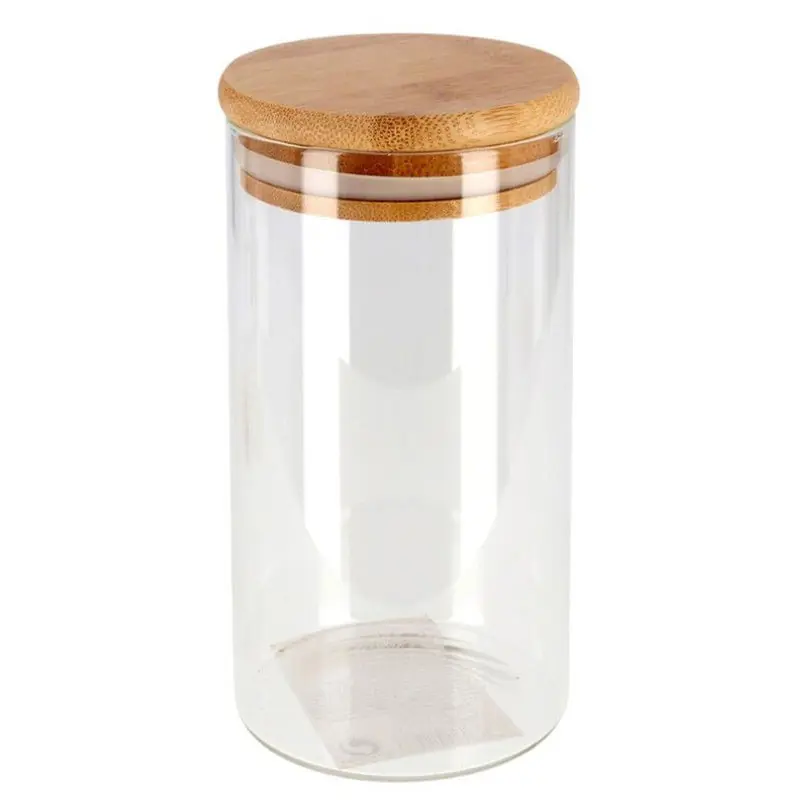 Gerimport Voorraadpot - 1x - glas - bamboe deksel - 1,3L - 27,5cm - Voorraadpot Flitsaanbieding
