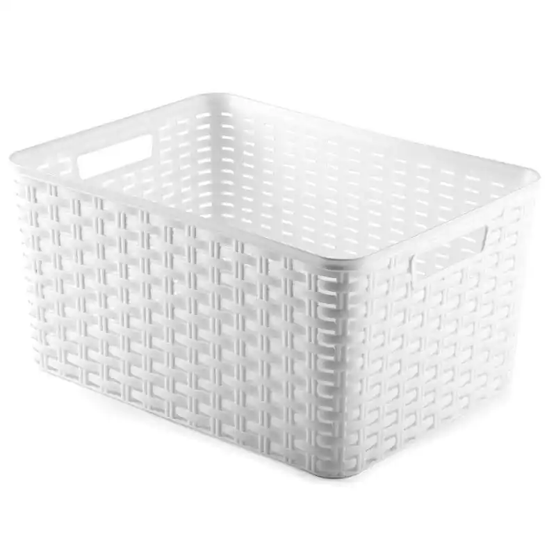 Budget Plasticforte Opbergmand - Kastmand - rotan kunststof - wit - 18 Liter - Opbergmanden
