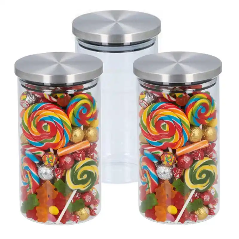 Finale Uitverkoop Alpina keuken en voedsel voorraadpot - 3x - snoeppot - glas - 950 ml - Voorraadpot