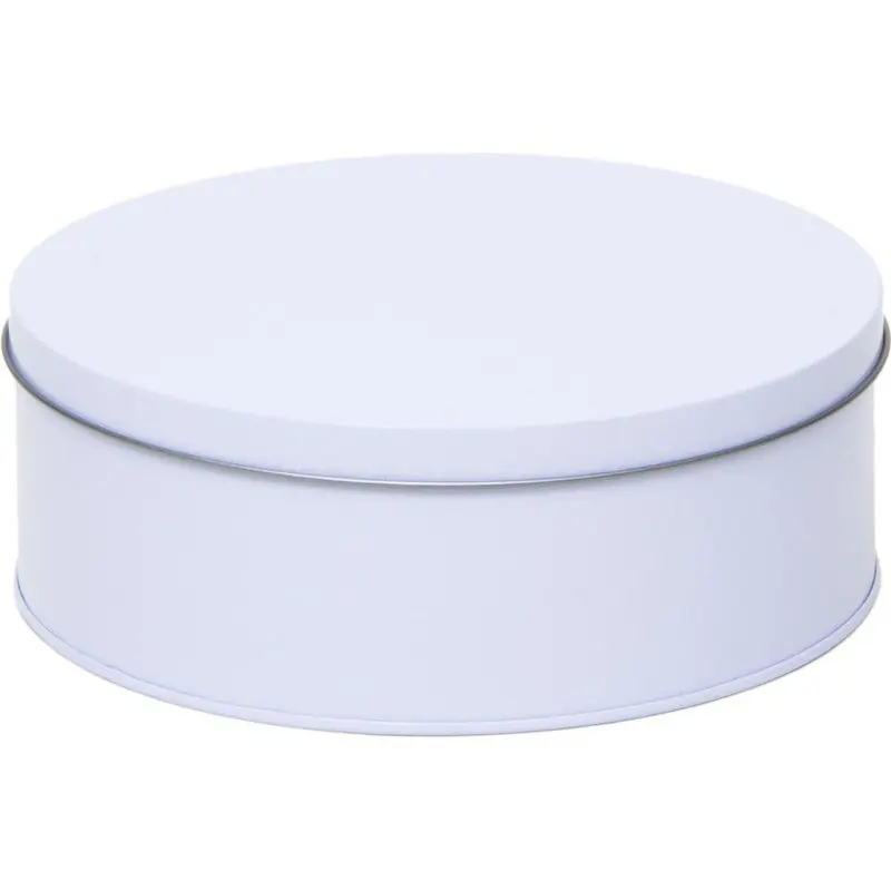 Flitsaanbieding Rond koekblik opbergblik - wit - 18 x 7 cm - Snoeptrommel/koektrommel - Voorraadblikken