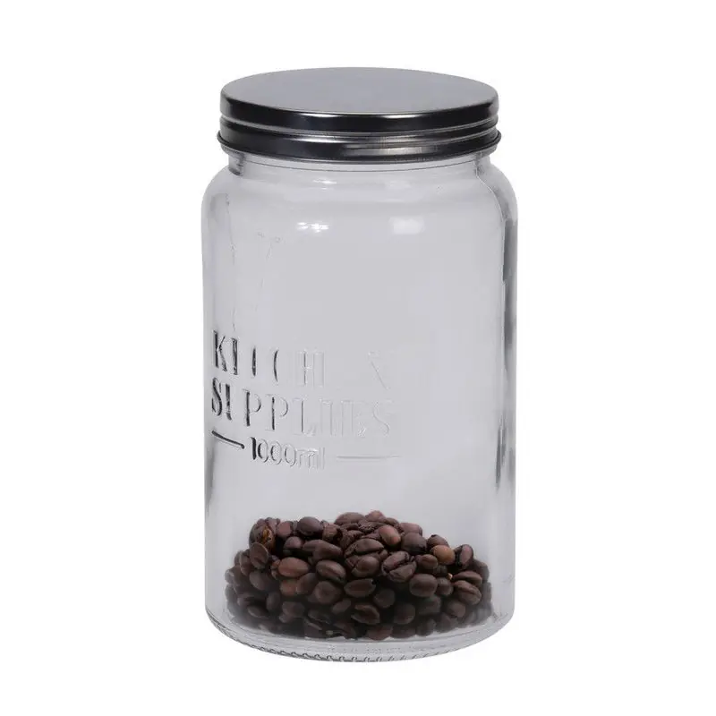Nu Kopen Keuken voedsel bewaar voorraadpot/voorraadbus - glas - 1000 ml - 10 x 18 cm - Voorraadpot
