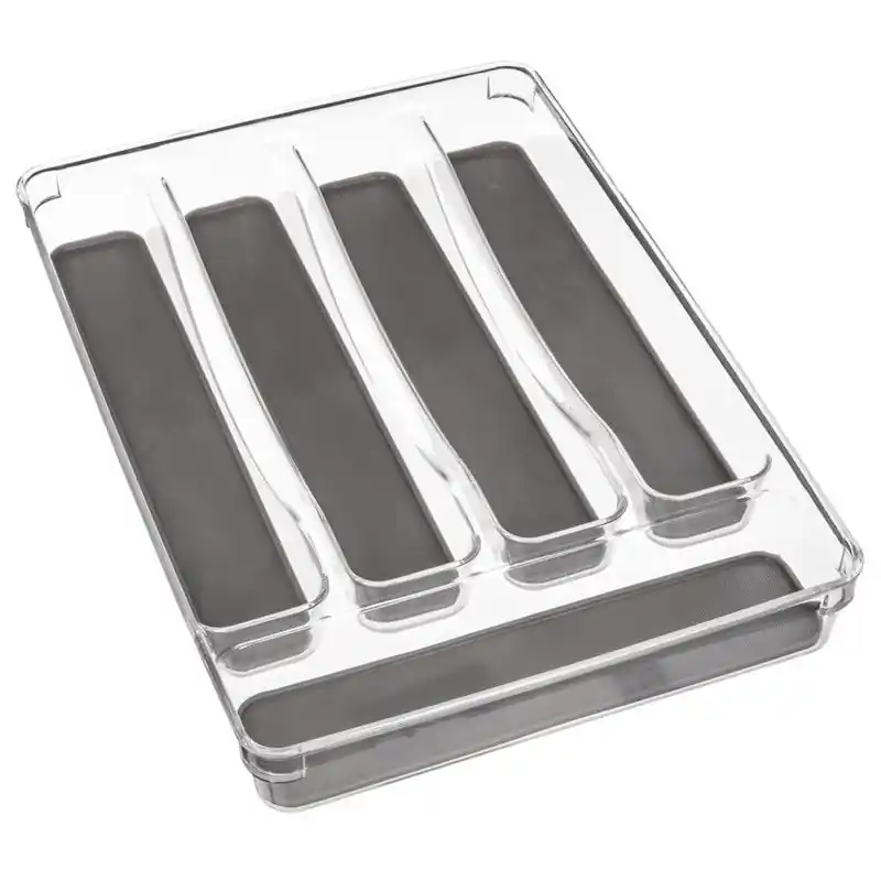 Alleen Vandaag Decopatent® Bestekbak 5 Vaks - Besteklade Organizer - Anti Slip Inleg - Bestek Opbergbak Bestekcassette - Transparant 23x32.5x4.5