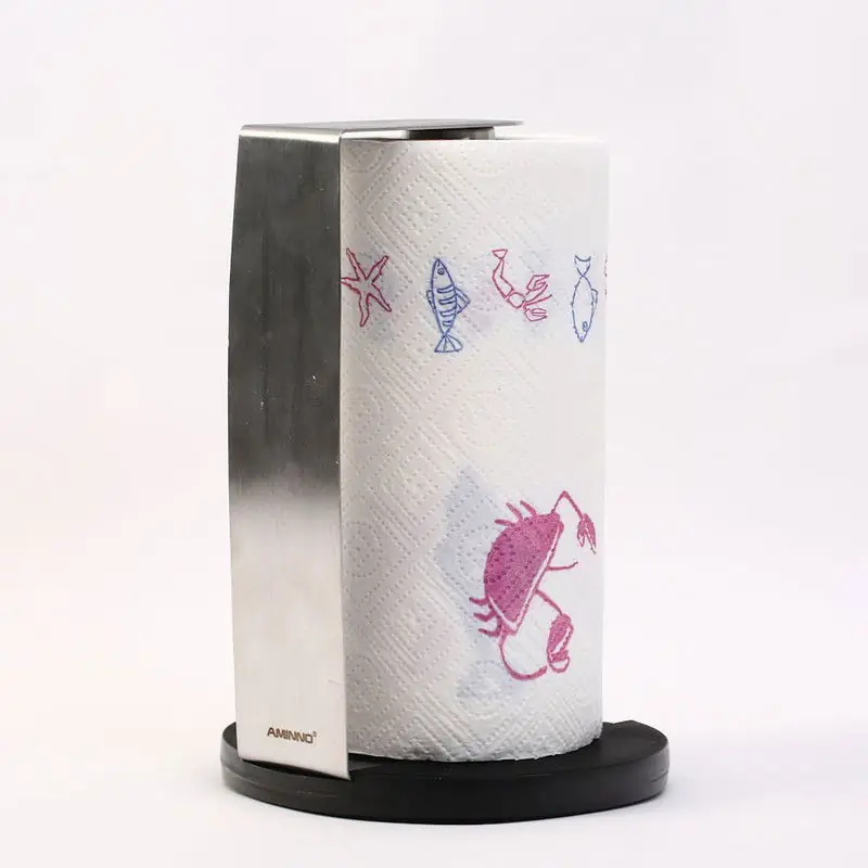 Decopatent® Keukenrolhouder Zwart & Rvs - Rollenhouder - Staand - Wand - Muur - Keukenpapier - Keukenrolhouders Stainless steel Exclusieve Aanbieding