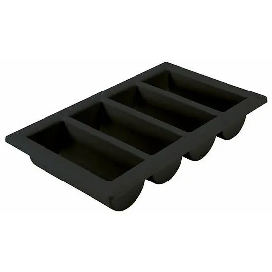 Laatste Kans Horeca bestekbak/bestekhouder - zwart - 53 x 32 x 10 cm - 4 vakken - Bestekbakken
