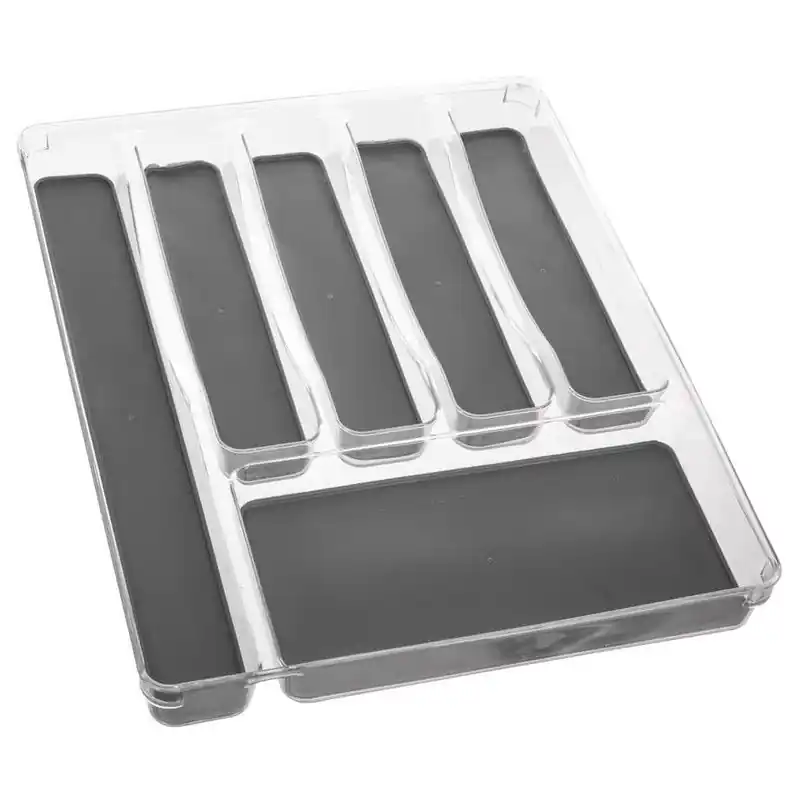 Decopatent® Bestekbak 6 Vaks - Besteklade Organizer - Anti Slip Inleg - Bestek Opbergbak Bestekcassette - Transparant - 32x40x4.5 Betaalbaar