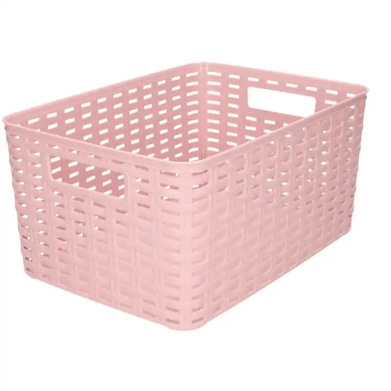 Koop Vandaag Plasticforte Opbergmand - Kastmand - rotan kunststof - oudroze - 10 Liter - 22 x 33 x 16 cm - Opbergmanden