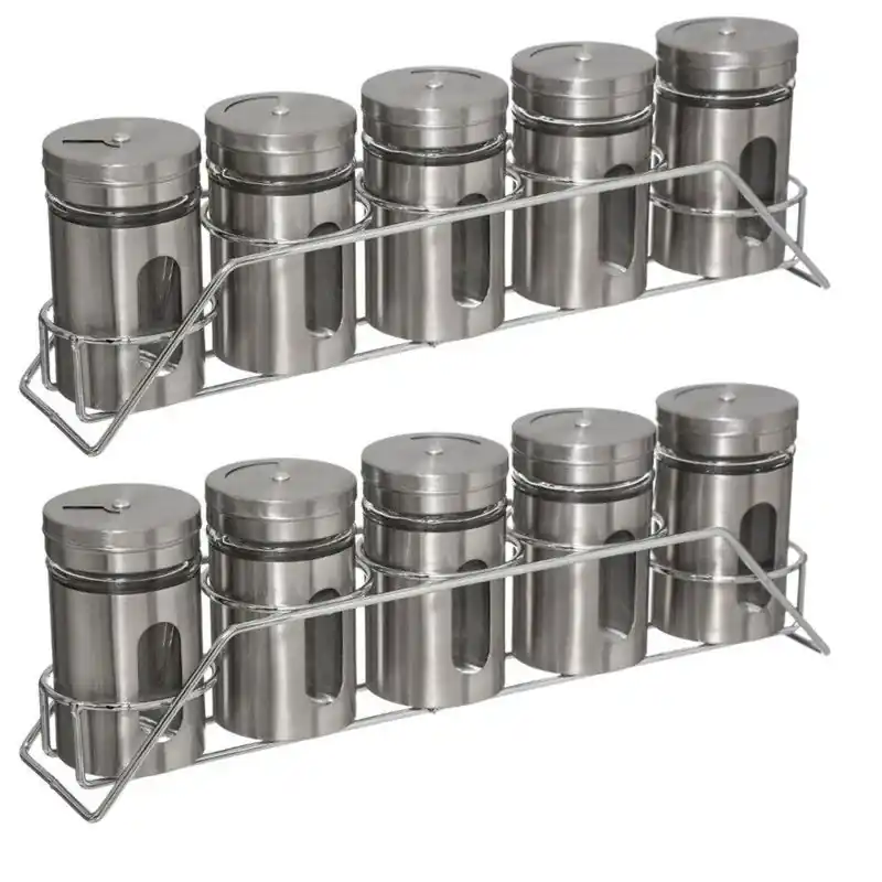 5five Kruidenrekje met 5 kruidenpotjes - 2x - 28 cm - RVS - Keukenkruiden - Kruidenrekken Gereduceerde Prijs