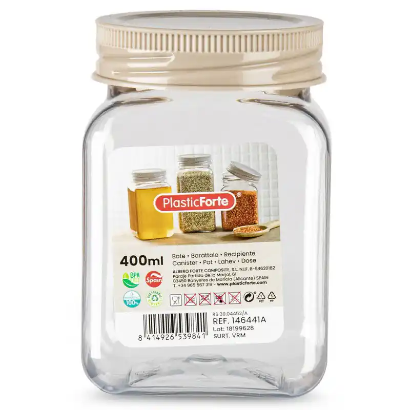 Voorraadpot/bewaarpot - 400 ml - kunststof - beige - B7 x H11 cm - Voorraadpot Rechtstreeks Van De Fabrikant