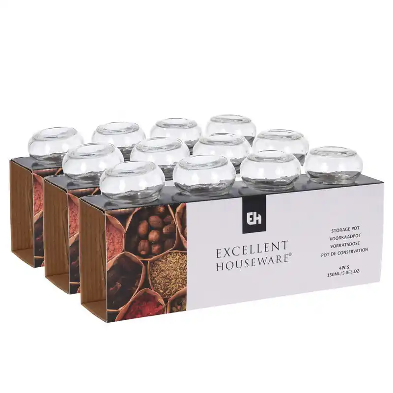 Lage Prijs Kruidenpotjes/voorraadpotjes - 12 stuks - glas - 150 ml - Voorraadpot
