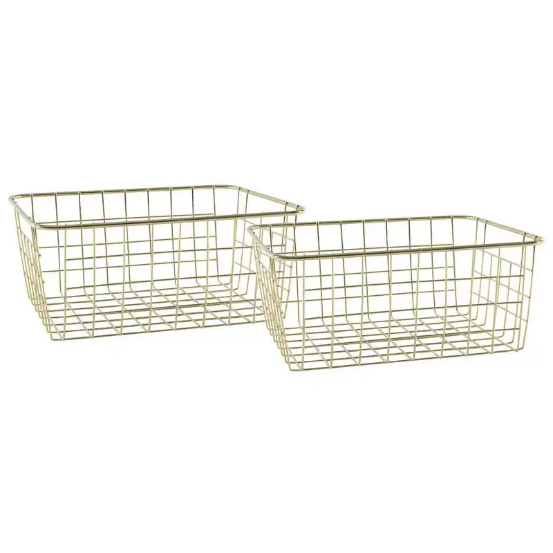 Laatste Versie Svenska Living Draadmand - 2x - goudkleurig - 28 x 22 x 13 cm - opbergmand - Opbergmanden