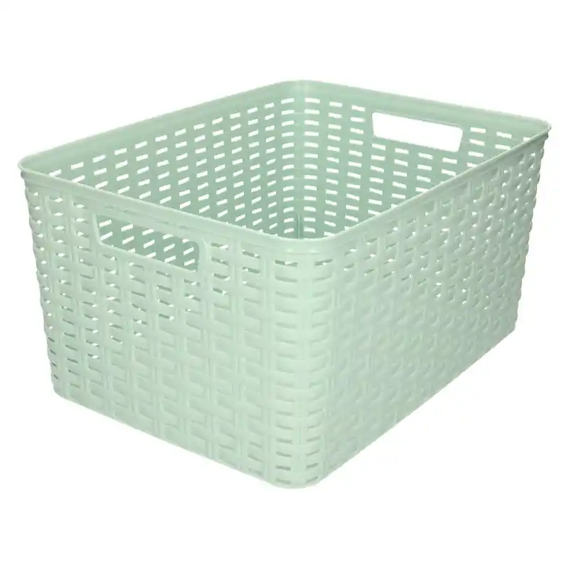 Koop Online Plasticforte Opbergmand - Kastmand - rotan kunststof - mintgroen - 18 Liter - 29 x 39 x 20 cm - Opbergmanden