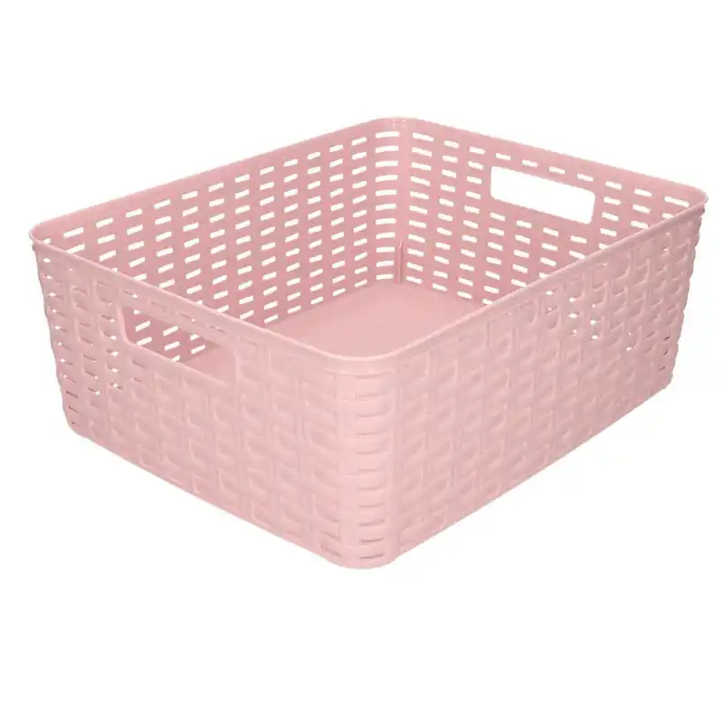 Flitsaanbieding Plasticforte Opbergmand - Kastmand - rotan kunststof - oudroze - 12 Liter - 30 x 37 x 13 cm - Opbergmanden