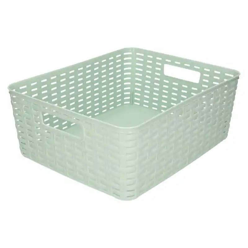 Direct Verzonden Plasticforte Opbergmand - Kastmand - rotan kunststof - mintgroen - 12 Liter - 30 x 37 x 13 cm - Opbergmanden