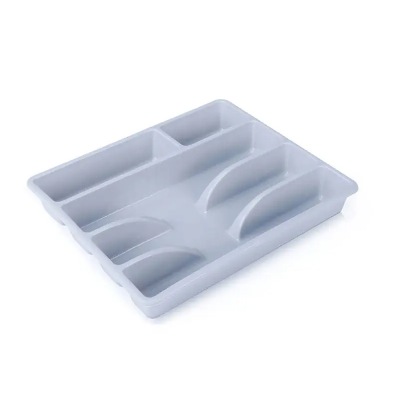 Decopatent® Besteklade - Met 5 Vakken - Bestekbak - Kunstof - Bestekbakken - Keukenla bestek organizer - 26 x 31 x 4.5 Cm - Grijs Seizoensaanbieding
