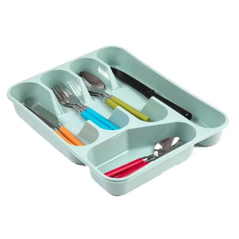 Plasticforte Bestekbak - houder - 5-vaks - mintgroen - 27 x 34 x 5 cm - Bestekbakken Merkproduct