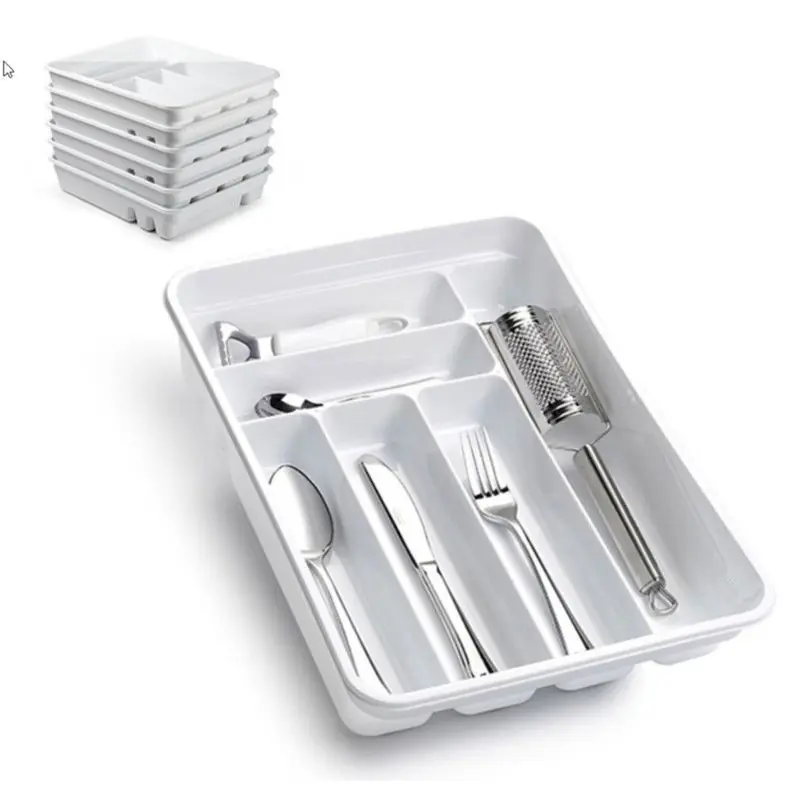 Plasticforte Bestekbak - 6-vaks - wit - 40 x 30 x 7 cm - Bestekbakken Koopje