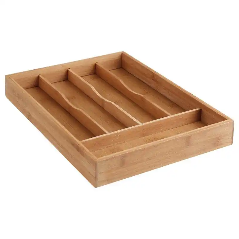 Beperkt Aanbod Decopatent® Bamboe Bestekbak 5 Vaks - Besteklade Organizer - Bestek Opbergen - Opbergbak - Bestekcassette - Hout - 25x34x4.3 Cm