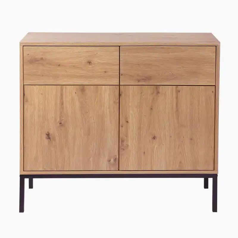 Professioneel Ladekast Eiken Decor - 2 Deuren 2 Lades L90 x H80 cm - LENNY