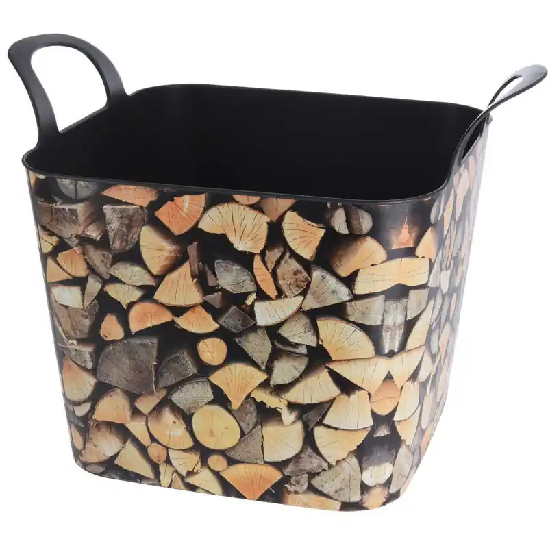 Trendy Haardblokken/houtblokken opberg emmer 53 x 40 x 38 cm - Opbergmanden