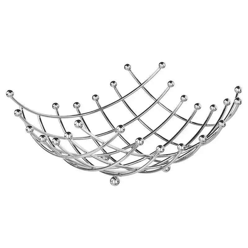 Direct Verzonden Decopatent® Design Fruitschaal Vierkant - Schaal voor fruit - Design Fruitmand - Metaal - Afm: 31 x 31 x 14 Cm - Zilver