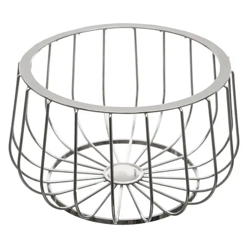 Decopatent® Design Fruitschaal Rond - Schaal voor fruit - Ronde Design Fruitmand - Metaal - Afm: 25 x 35 x 14 Cm - Zilver Ambachtelijk