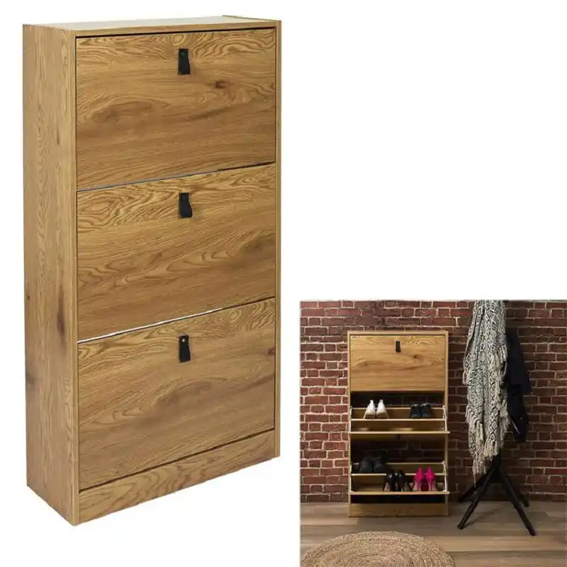 Merkproduct Schoenenkast 3 Kleplades 63x24x117 cm - voor 18 paar - Bruin