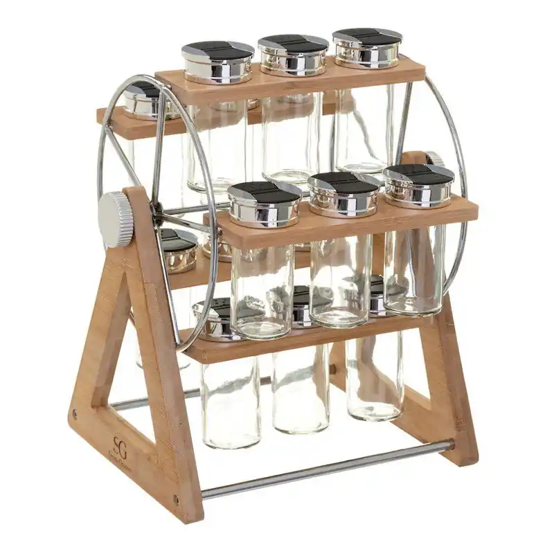 Decopatent® Kruidenrek Carrousel - 360 Graden draaibaar - Incl 15 kruiden potjes met strooideksel - Specerijen en Kruidencarrousel Speciale Aanbieding