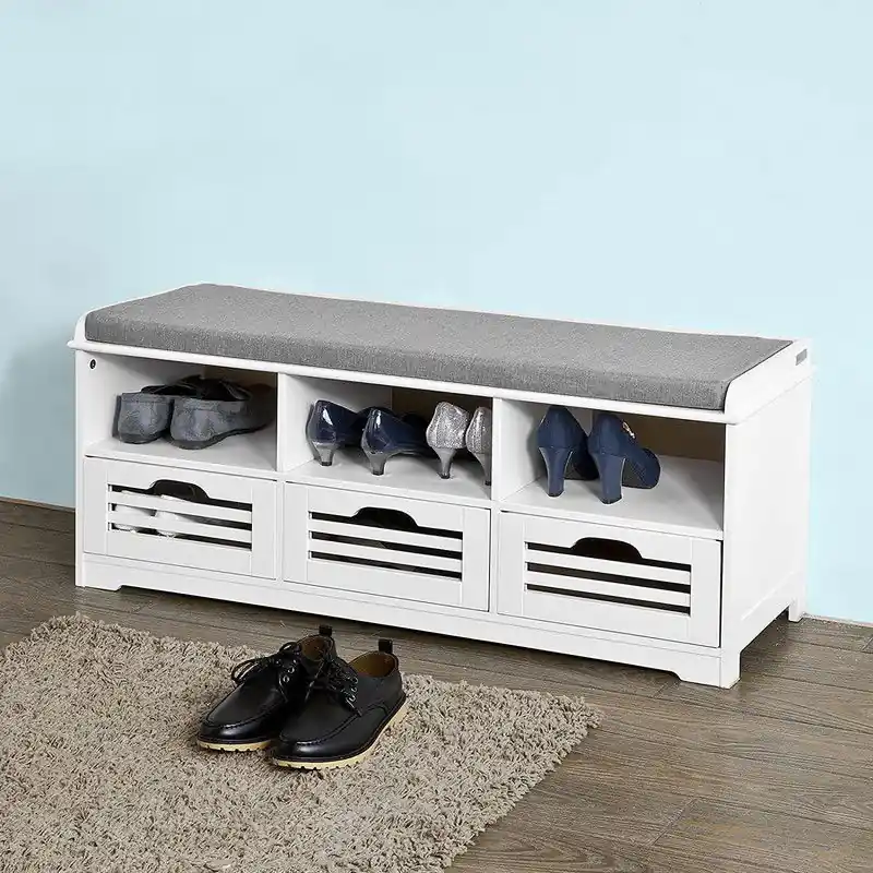 Limited Edition Schoenenkast - 3 legplanken - Zitkussen - Wit