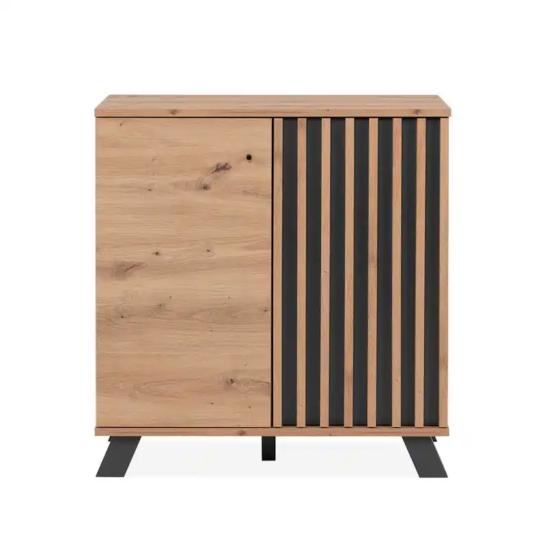 Buffetkast 2 Deuren Eiken Ambachtelijke Decoratie L80 cm - Lublin Beperkte Voorraad