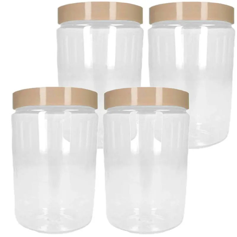Voorraadpot/bewaarpot - 4x - 800 ml - kunststof - beige- B10 x H15 cm - Voorraadpot Beste Prijs