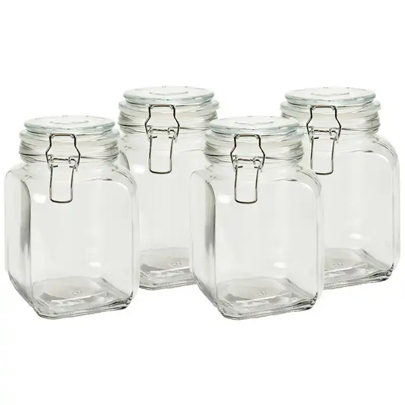 Vivalto Voorraadpot/bewaarpot - 4x - Caja - 1.2L - glas - beugelsluiting - D11 x H17 cm - Voorraadpot Nieuw