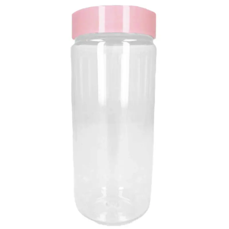 Voorraadpot/bewaarpot - 1.25L - kunststof - oud roze - B10 x H20 cm - Voorraadpot Ambachtelijk