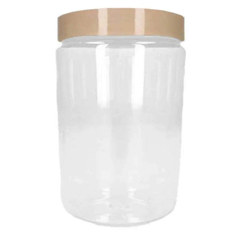 Voorraadpot/bewaarpot - 375 ml - kunststof - beige - B7 x H12 cm - Voorraadpot Bestel Nu
