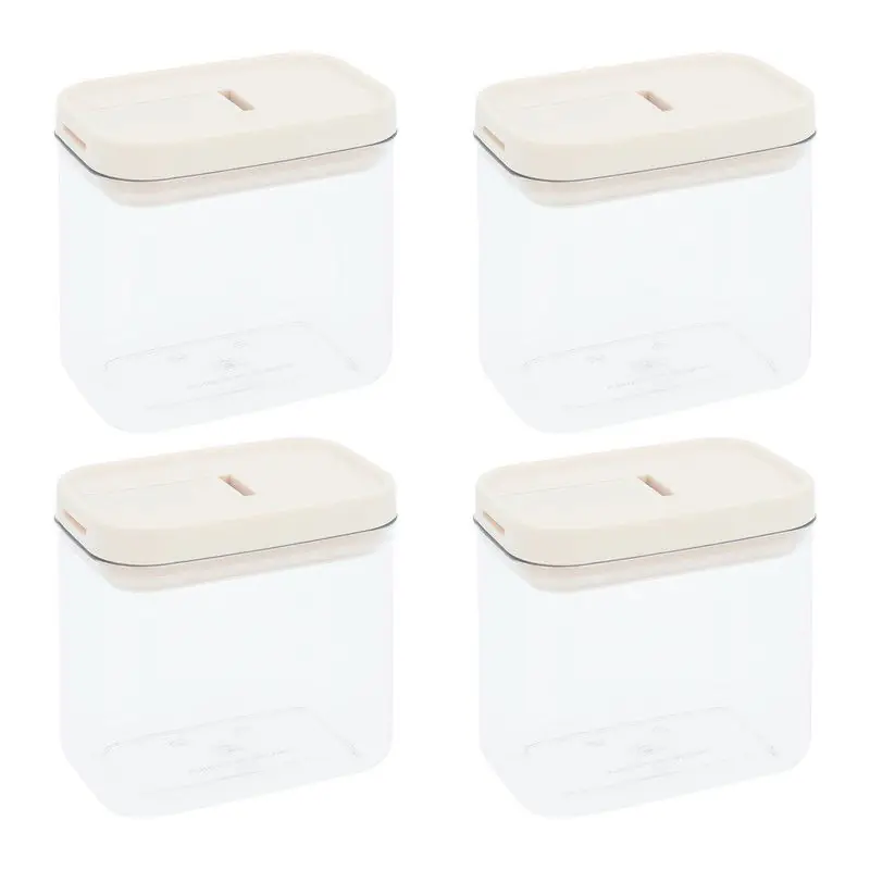 Budget Krumble Voorraadpot rechthoek - set van 4 - 800 ML - Plastic - Beige