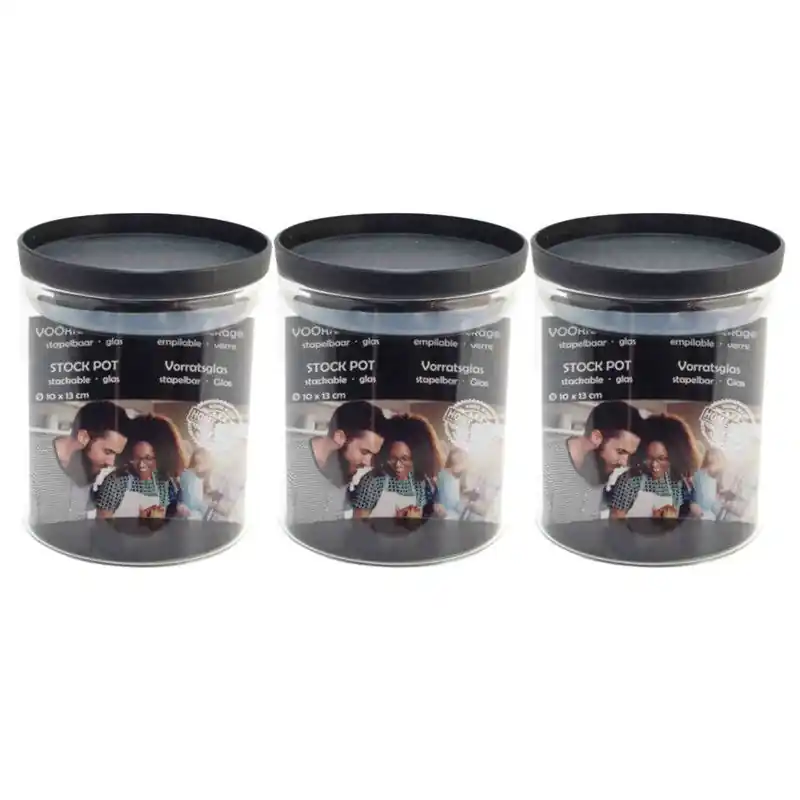 Shop Nu 3x Stuks voorraadpotten/weckpotten stapelbaar - Glas - 10 x 13 cm - Weckpotten