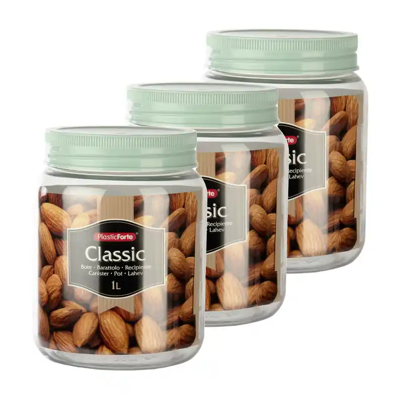 Modern Plasticforte voorraadpot - 8x - weckpot - mintgroen - 1 liter - Weckpotten