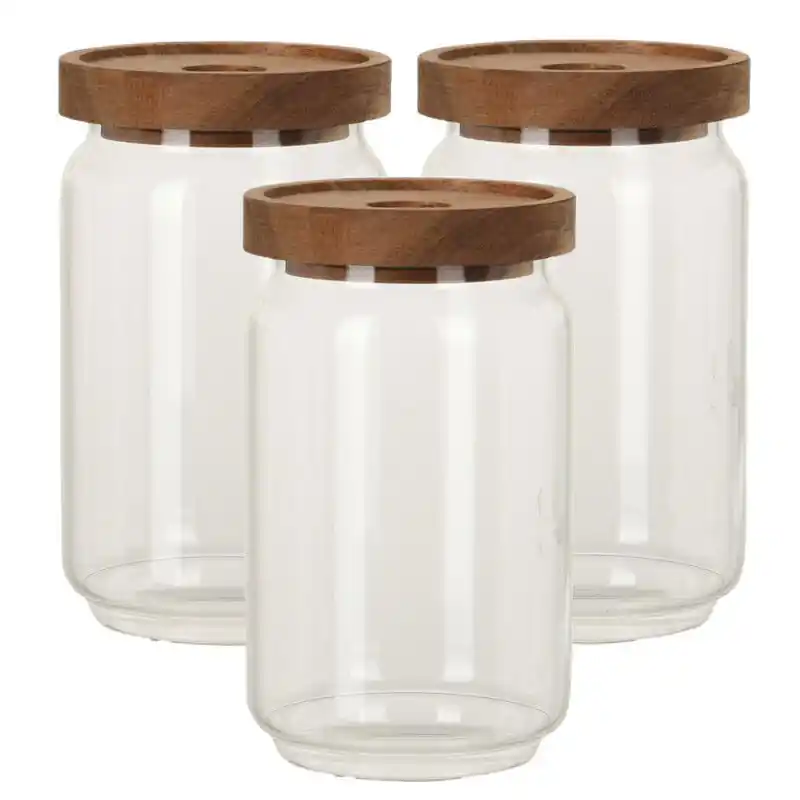 Nieuw Model Set van 3x stuks glazen luxe keuken voorraadpot/voorraadbus 700 ml - Voorraadpot