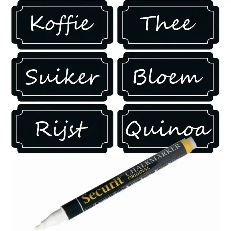 Nieuw 18x stuks voorraadkast - krijtbord etiketten - met witte krijtstift - Weckpotten