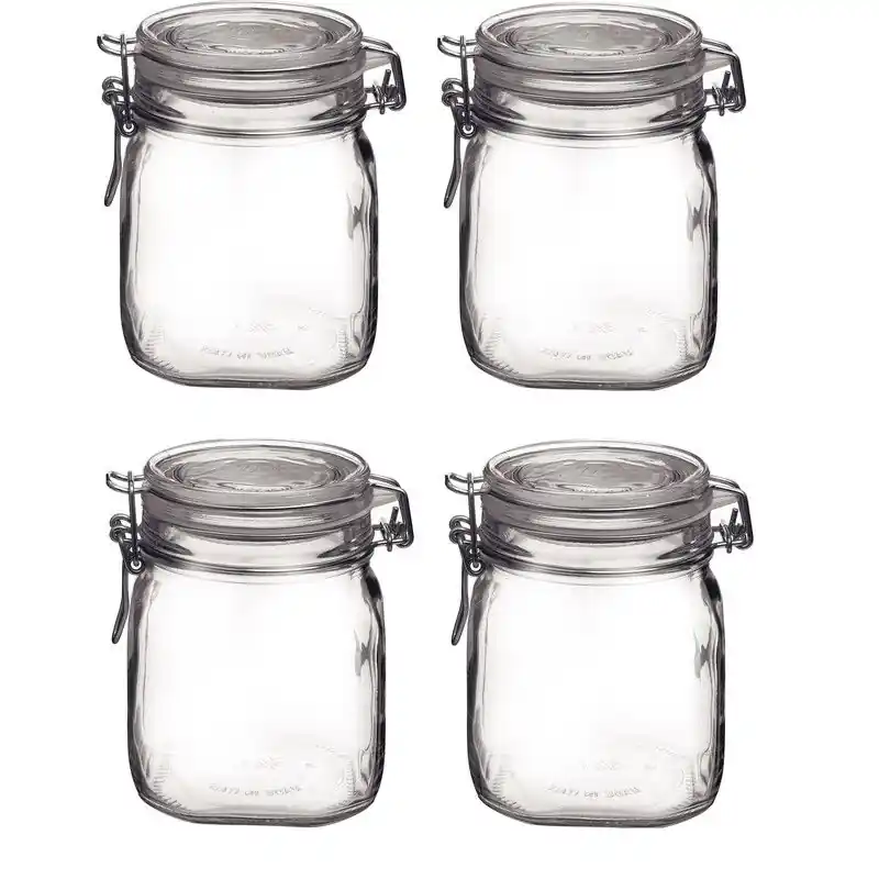 Bulkbestelling 4x Glazen confituren potten/weckpotten 750 ml met beugelsluiting en rubberen ring - Weckpotten