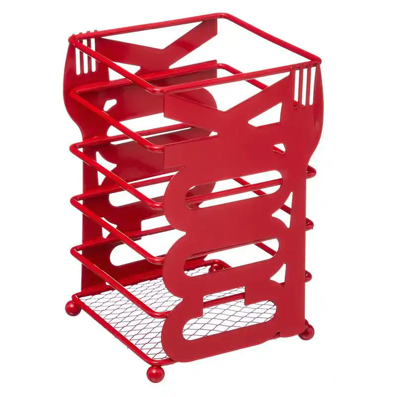 Goedkoop Decopatent® - Bestekbak - COOK Design - Keukengerei houder - Bestekhouder vierkant - Bestekpot - Keuken bestek Organizer - Rood