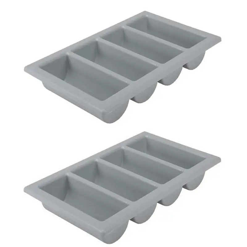 Aanbieding Horeca bestekbak/bestekhouder - 2x - 53 x 32 x 10 cm - 4 vakken - Bestekbakken
