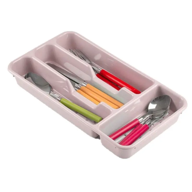 Plasticforte Bestekbak - 4-vaks - roze - 33 x 18 x 4 cm - Bestekbakken Luxe