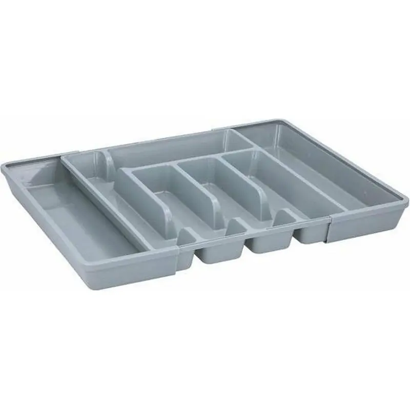 Origineel Bestekbak/bestekhouder - uitschuifbaar - grijs - 44 cm - 5 tot 7 vaks - Bestekbakken